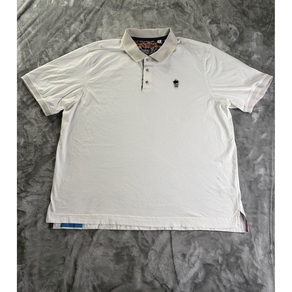 Robert‎ Graham Classic Fit Mens 4XL White Polo Three-button Placket